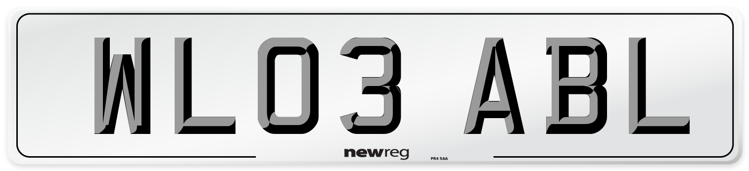 WL03 ABL Number Plate from New Reg